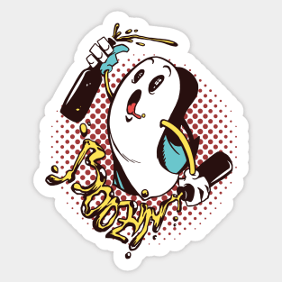 Boozin Ghost Halloween Sticker